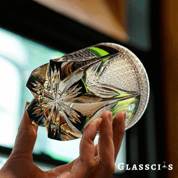 mikiba Peacock Edo Kiriko Whiskey Glass – Intricate Feathered Crystal Tumbler - Image 11