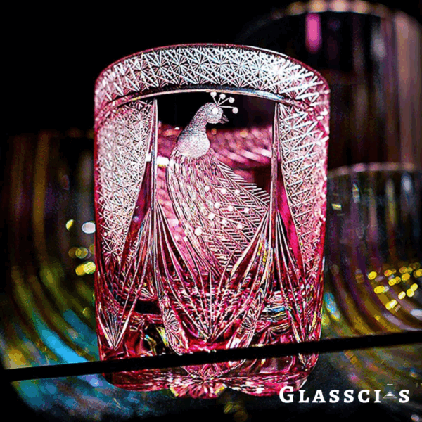 mikiba Peacock Edo Kiriko Whiskey Glass – Intricate Feathered Crystal Tumbler - Image 16