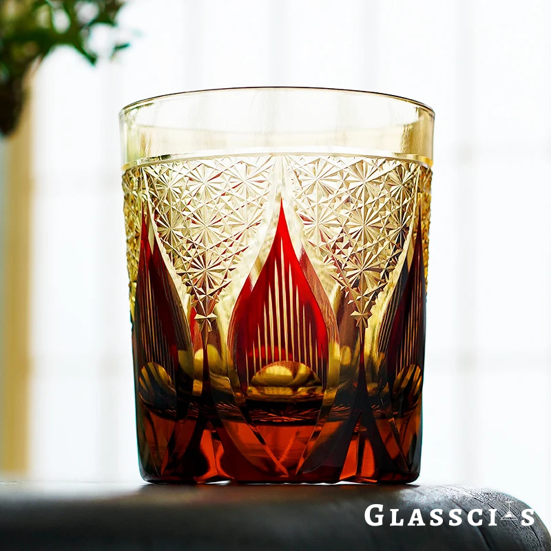 mikiba Flame Edo Kiriko Whiskey Glass – Bold Cut Crystal Tumbler