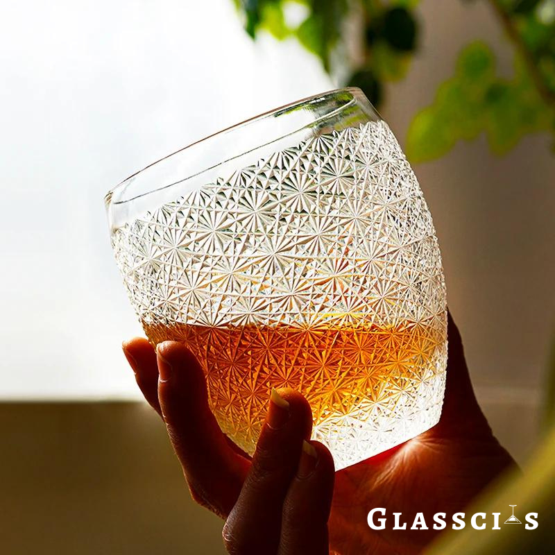 mikiba Baby’s Breath Edo Kiriko Whiskey Glass – Delicate Floral Cut Crystal Tumbler