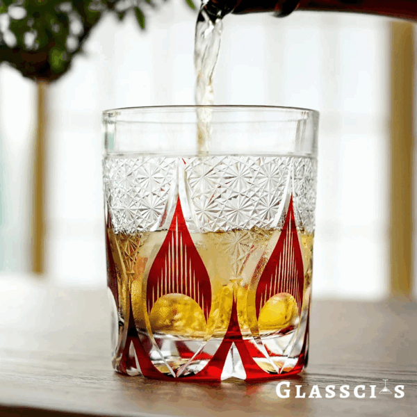 mikiba Flame Edo Kiriko Whiskey Glass – Bold Cut Crystal Tumbler - Image 2