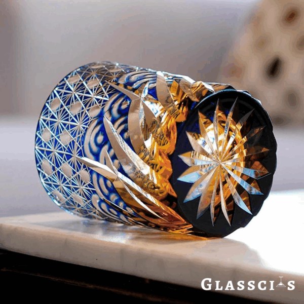 mikiba Waves & Starry Sky Edo Kiriko Whiskey Glass – Artistic Cut Crystal Tumbler - Image 3