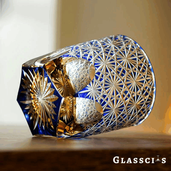 mikiba Japanese Daisy Edo Kiriko Whiskey Glass – Elegant Floral Cut Crystal Tumbler - Image 3