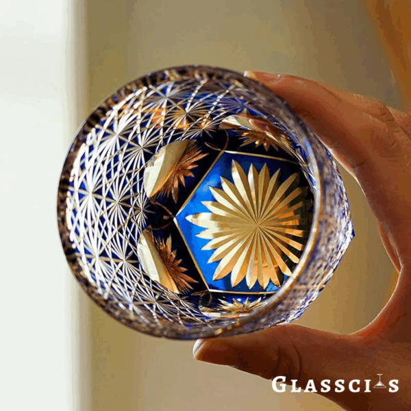 mikiba Japanese Daisy Edo Kiriko Whiskey Glass – Elegant Floral Cut Crystal Tumbler - Image 4