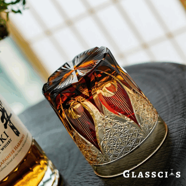 mikiba Flame Edo Kiriko Whiskey Glass – Bold Cut Crystal Tumbler - Image 4