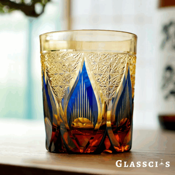 mikiba Flame Edo Kiriko Whiskey Glass – Bold Cut Crystal Tumbler - Image 5