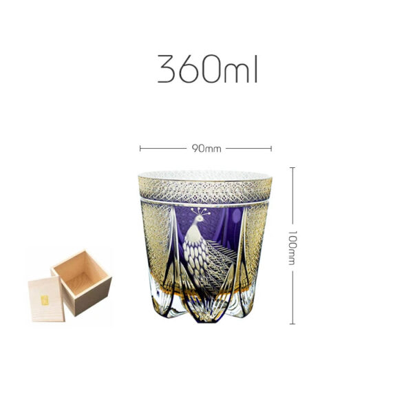 mikiba Peacock Edo Kiriko Whiskey Glass – Intricate Feathered Crystal Tumbler - Image 7