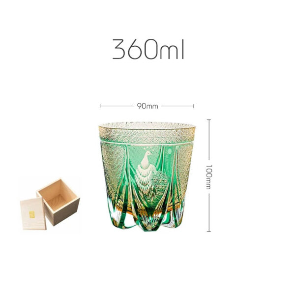 mikiba Peacock Edo Kiriko Whiskey Glass – Intricate Feathered Crystal Tumbler - Image 12